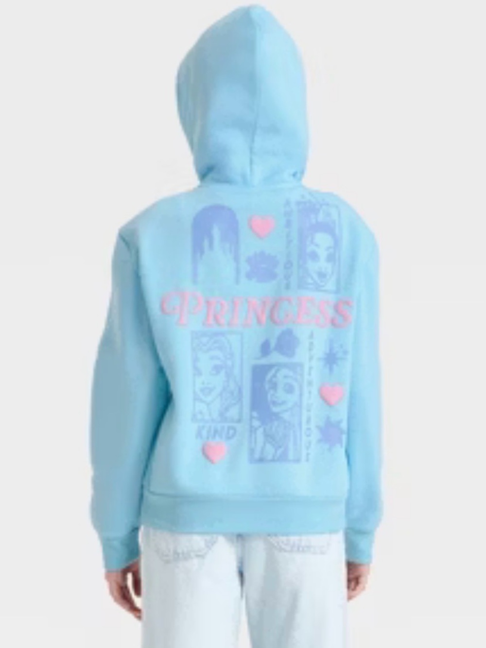 Girls’ Disney Princess front and back graphic hoodie sweatshirt in blue
